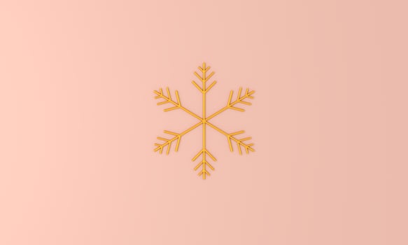 3d render metal golden snowflakes. winter symbol isolated on pink background. Marry Christmas decorations. snow in winter season holiday. Happy new year photo