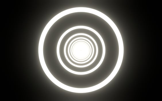 Motion graphic 4k Simple Empty Dark Futuristic Sci Fi Room dark with lights and circle neon light . Sci Fi Neon Glowing Lights white Circle Floor Studio Stage Show Night Virtual Dark. photo