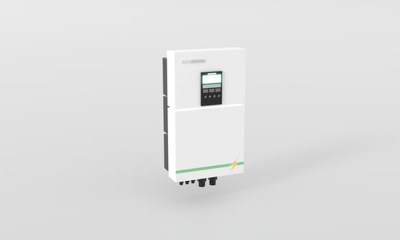 3d render isolate big solar cell inverter system controller house equipment on white background. solar cell sunlight Eco natural clean energy Environment photo