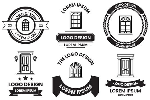 door and window logo in flat line art style photo
