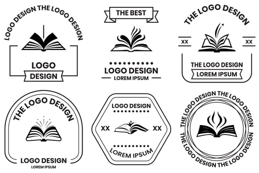 open book logo in flat line art style photo