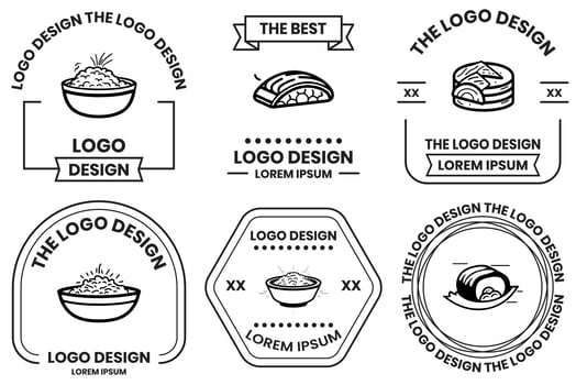 Japanese food or Chinese food logo in flat line art style photo