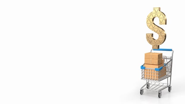 The shopping trolley and dollar symbol 3d rendering photo