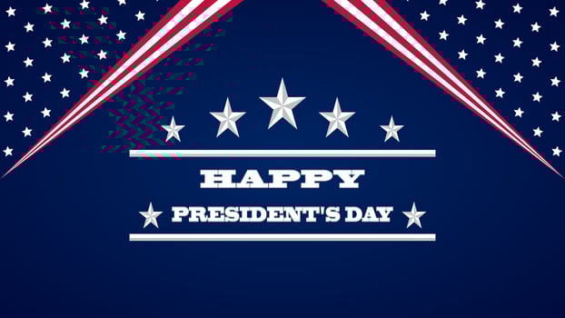 Happy President's Day American Flag Background Blue Design, Banner, Poster, Greeting Card Illustration. photo