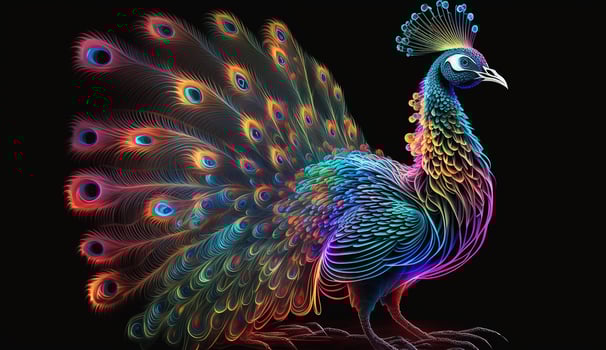 Beautiful and colorful peacock without background AI Generated Image photo