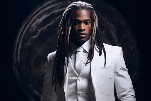 black man in white suit AI Generative photo