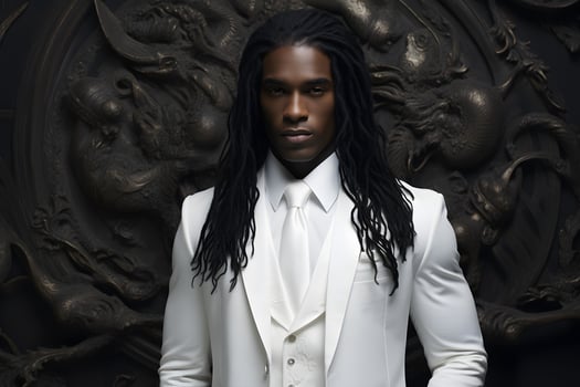 black man in white suit AI Generative photo