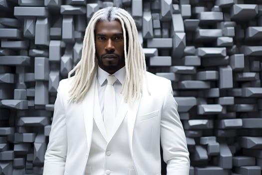 black man in white suit AI Generative photo