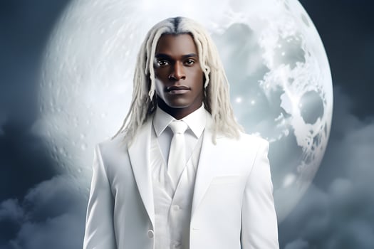 black man in white suit AI Generative photo