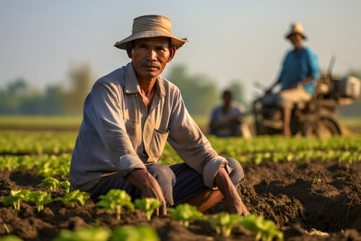 indonesian man work as farmer photo