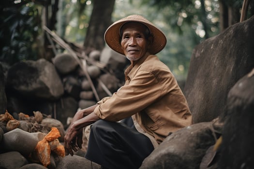 indonesian man work as farmer photo