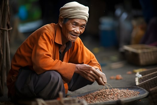 indonesian man work as farmer photo