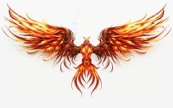 Phoenix Wings on a White Background. Generative By Ai photo