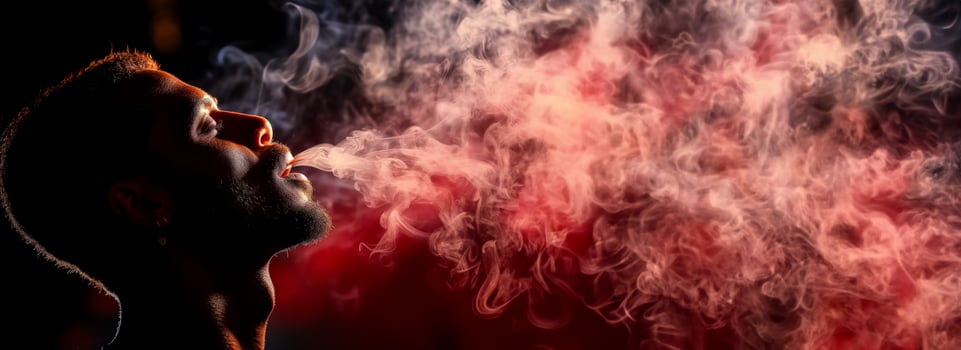 Lighting up to exhaling smoke photo