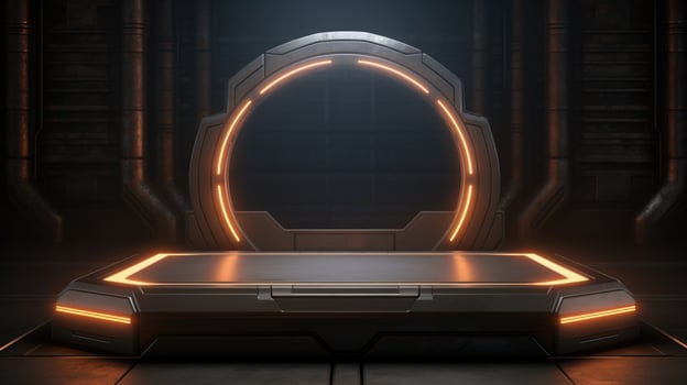 Cyberpunk Empty podium for product display Background for presentation pedestal branding mockup. AI generative photo