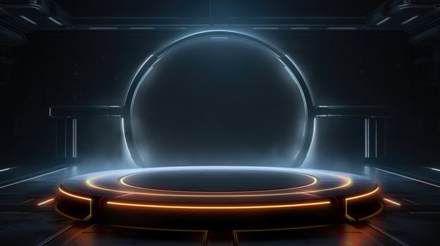 Cyberpunk Empty podium for product display Background for presentation pedestal branding mockup. AI generative photo