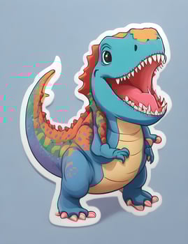 Happy dinosaur sticker ai generate photo