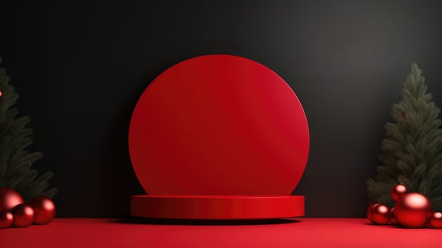 Xmas Empty podium for product display Background for presentation pedestal branding mockup. AI generative photo