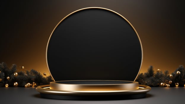 Xmas Empty podium for product display Background for presentation pedestal branding mockup. AI generative photo