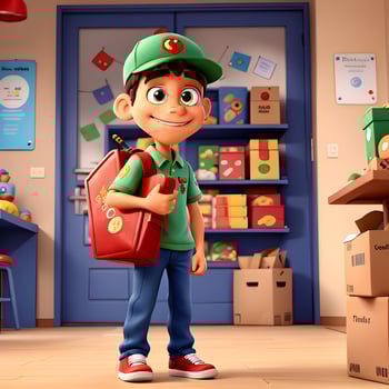 Delivery boy cartoon character ai generate photo