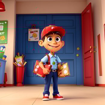 Delivery boy cartoon character ai generate photo