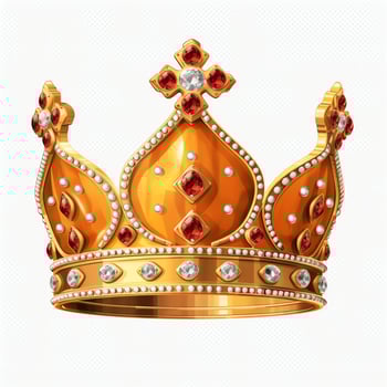 Regal golden emperor crown of a king on white background. 3D rendering luxury royal king gold crown concept by AI Generated photo