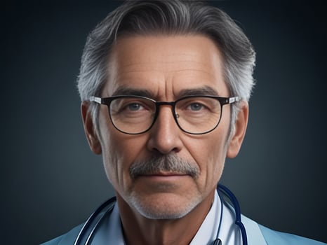 A man portrait of mature doctor with eyeglasses, ai generated photo