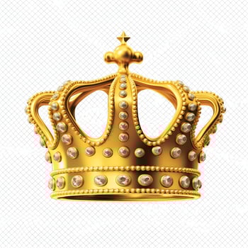 Regal golden emperor crown of a king on white background. 3D rendering luxury royal king gold crown concept by AI Generated photo