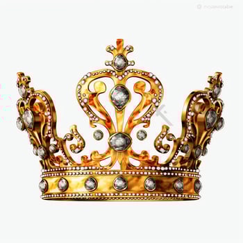 Regal golden emperor crown of a king on white background. 3D rendering luxury royal king gold crown concept by AI Generated photo