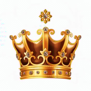 Regal golden emperor crown of a king on white background. 3D rendering luxury royal king gold crown concept by AI Generated photo