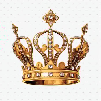 Regal golden emperor crown of a king on white background. 3D rendering luxury royal king gold crown concept by AI Generated photo