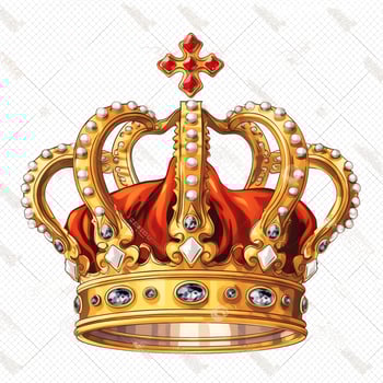 Regal golden emperor crown of a king on white background. 3D rendering luxury royal king gold crown concept by AI Generated photo