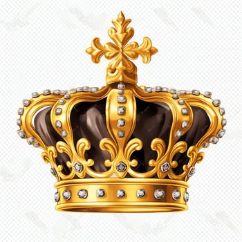 Regal golden emperor crown of a king on white background. 3D rendering luxury royal king gold crown concept by AI Generated photo