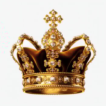 Regal golden emperor crown of a king on white background. 3D rendering luxury royal king gold crown concept by AI Generated photo