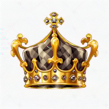 Regal golden emperor crown of a king on white background. 3D rendering luxury royal king gold crown concept by AI Generated photo
