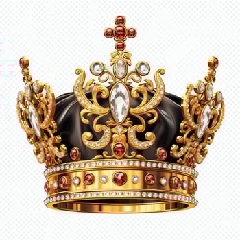 Regal golden emperor crown of a king on white background. 3D rendering luxury royal king gold crown concept by AI Generated photo