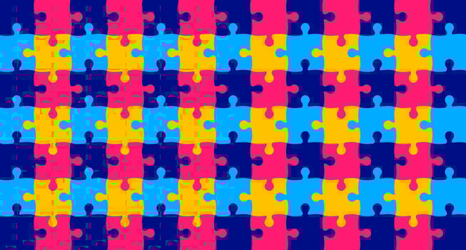 World autism awareness day puzzle pieces pattern background template celebrated in 2 April. use to banner, card, greeting card, poster, book cover, placard, frame, social media post banner template. photo