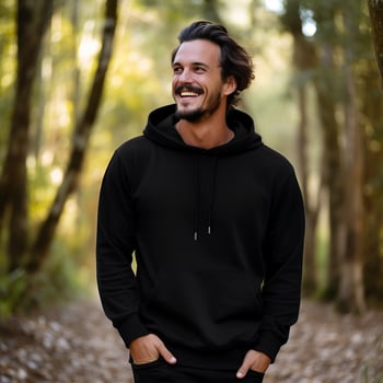 Illustration of a fashion portrait with plain hoodie mockup, AI Generated photo