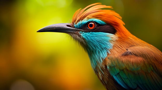 Turquoise Browed Motmot in vibrant colors. Generative AI photo