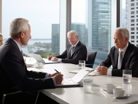 Man in a business meeting leading with confidence AI Generative photo