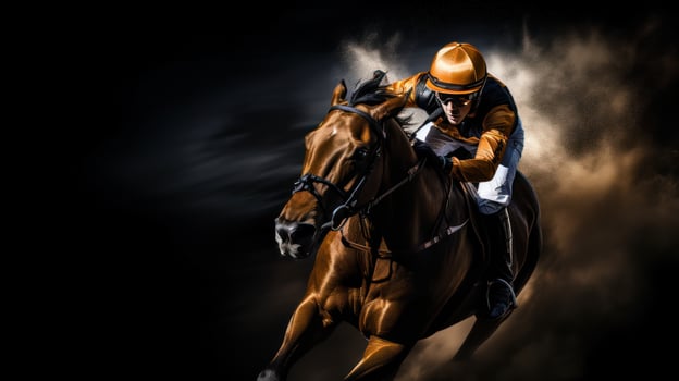 A jockey and horse racing in motion photo