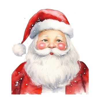 Cute watercolor Santa Claus isolated photo