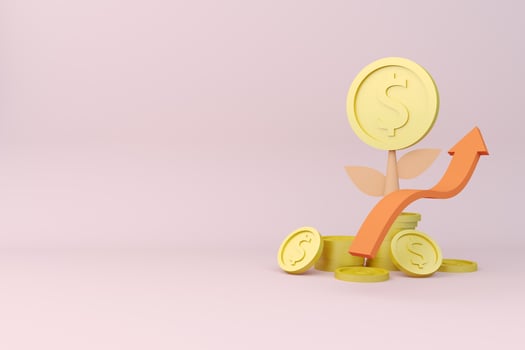 money arrow growing finance. 3d render illuatration photo