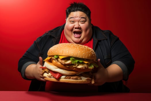 Eating a hamburger of international people. Generative AI photo