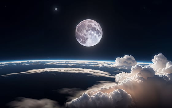 Moonlit Skies A Journey Above Infinite Clouds ai generated photo
