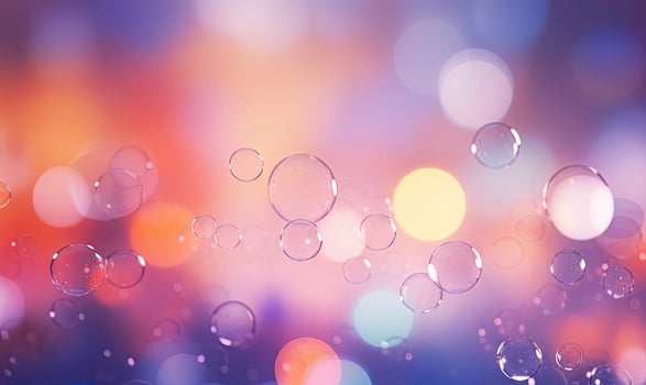Vibrant composition of floating water droplets. Created by AI photo