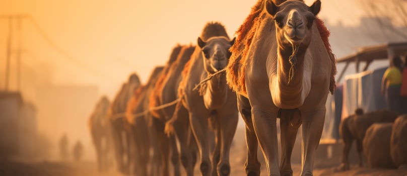 Indian men on camels in deserts of india photo