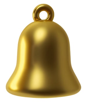 Golden glossy cut out bell, single object AI Generated photo