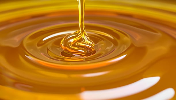 Pouring golden honey texture. Healthy and natural delicious sweets. Flow dripping yellow melted liquid. Food background. AI Generated photo