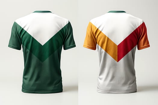 Mockup sports football team uniforms multicolors shirt, Generative AI illustration photo
